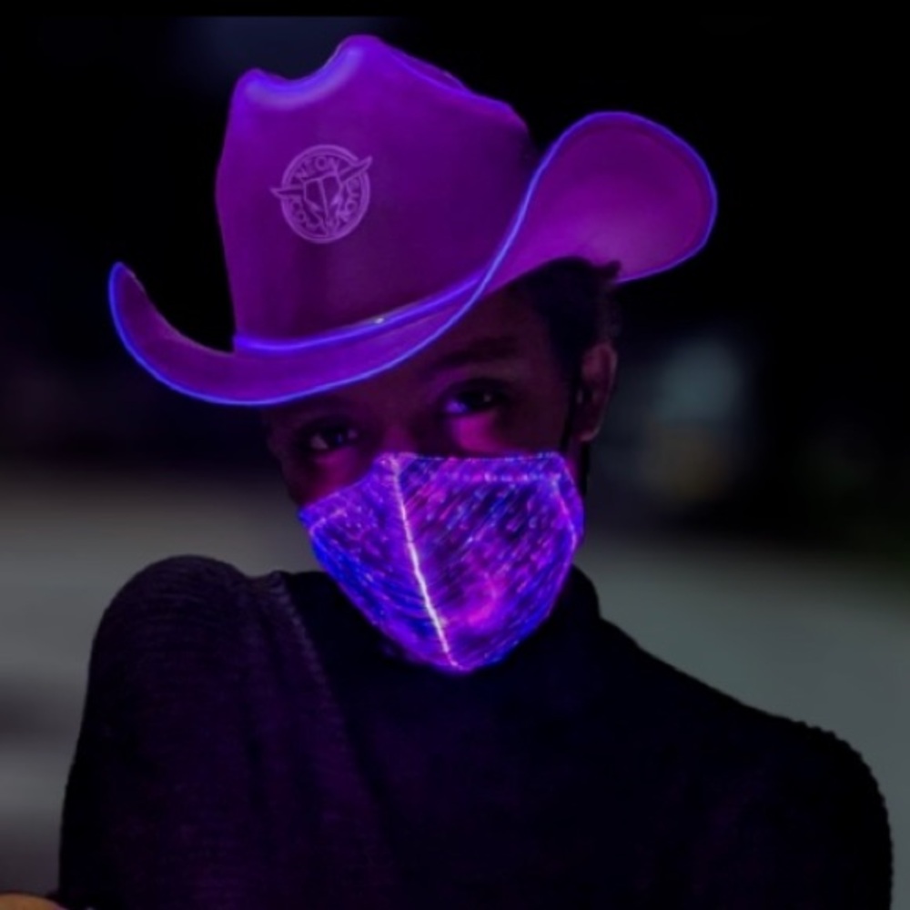 NEON COWBOYS LIGHTUP MASK!! All THE RAVE MULTI DIMENSIONAL FUN!!ONE SIZE!🔥